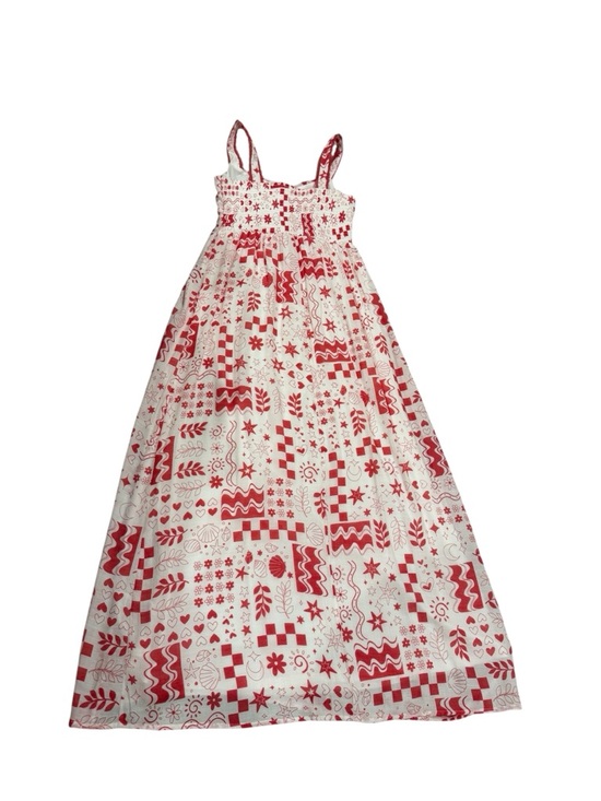 💜5/$50💜 Derek Heart Red and White Geometric Maxi Dress - Picture 9 of 12